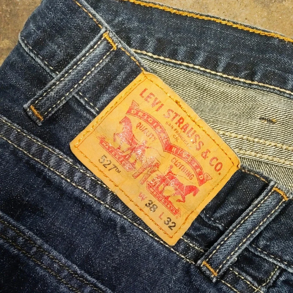 Levi's 527 Jeans Men 38x32 Slim Bootcut Mid Rise Dark Wash Denim Western Red Tab